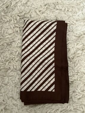 VINTAGE 60s 70s Brown White Stripe Scarf